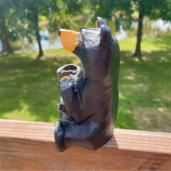 BIG SKY CARVERS BEARFOOTS BLACK BEAR BUD VASE MATCH / PENCIL HOLDER JEFF FLEMING - Picture 5 of 6